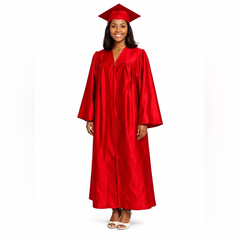 Red Graduation Cap & Gown Set